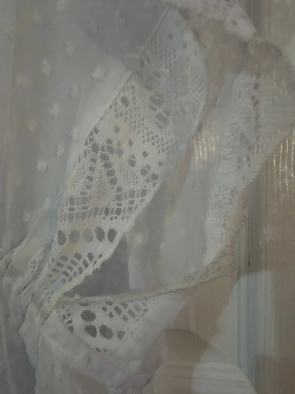 🏖️NWT No Boundaries Women’s White Sheer Tie Front Lace-Trim Swim Cover-Up Size L